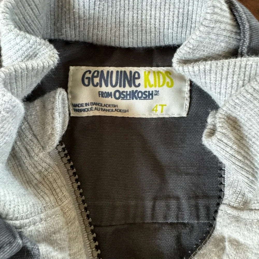 Genuine Kids Oshkosh Boys 4T Shacket‎ Jacket Sweatshirt Gray Zip Up